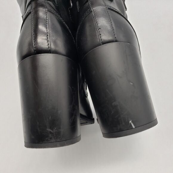 Napoleoni Boots Women EU 39 Black Lace Up Wool Leather Block Heel Made In Italy - Picture 9 of 13